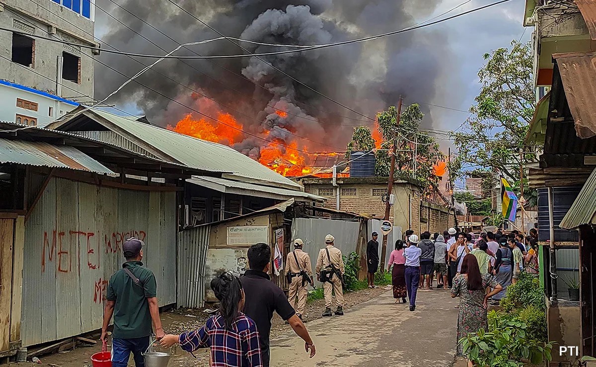 Manipur Violence-taken out by a tribal students’ organisation in hill districts.