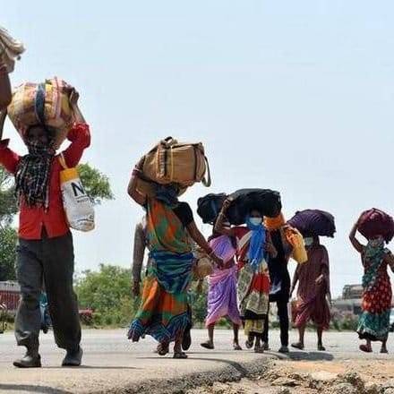 Women migrant workers who arrived by Sramika Special Train from berhampur